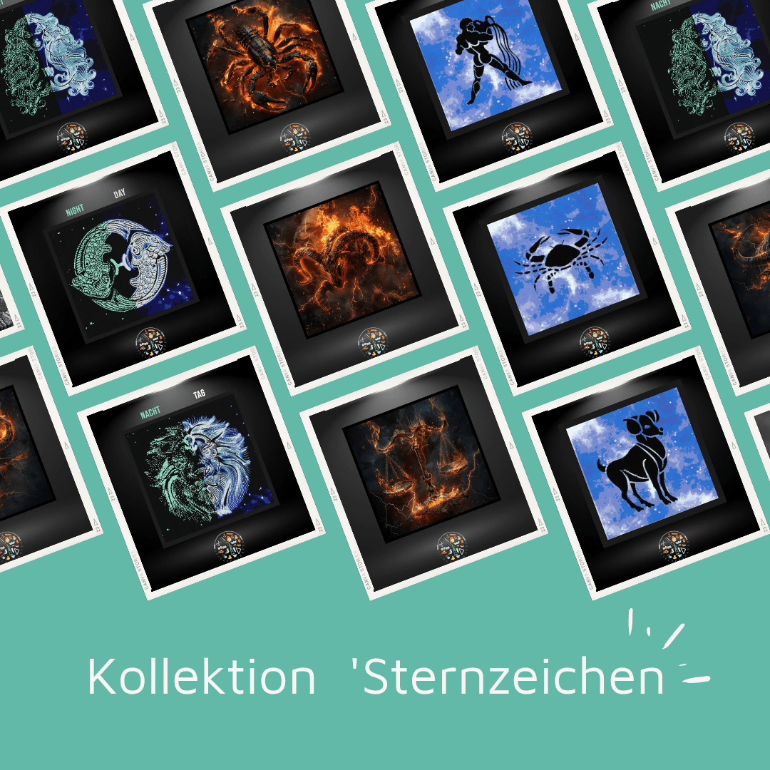 Kollektion 'Sternzeichen' in Strass rund, eckig und mit nachtleuchtenden Steinen - Spielzeughafen