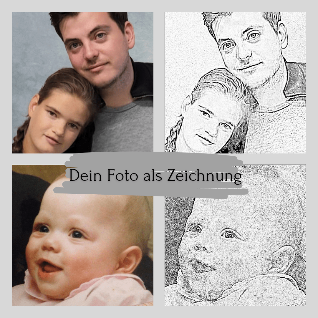 Dein Wunschmotiv - Zeichnung als Diamond Painting (eckige Steine, Schwarz/Weiß) von Spielzeughafen