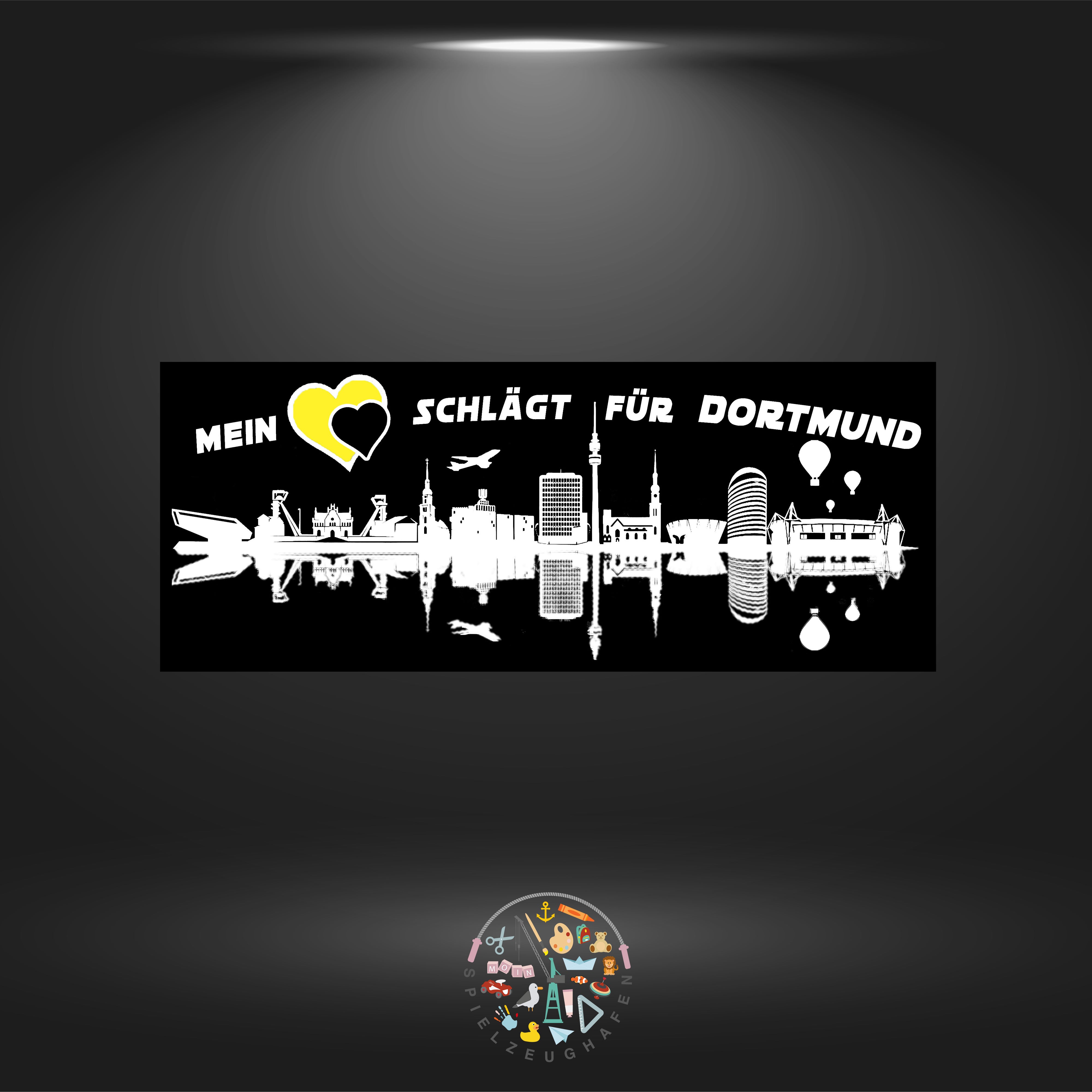 Skyline Dortmund schwarz+weiß- Strass rund