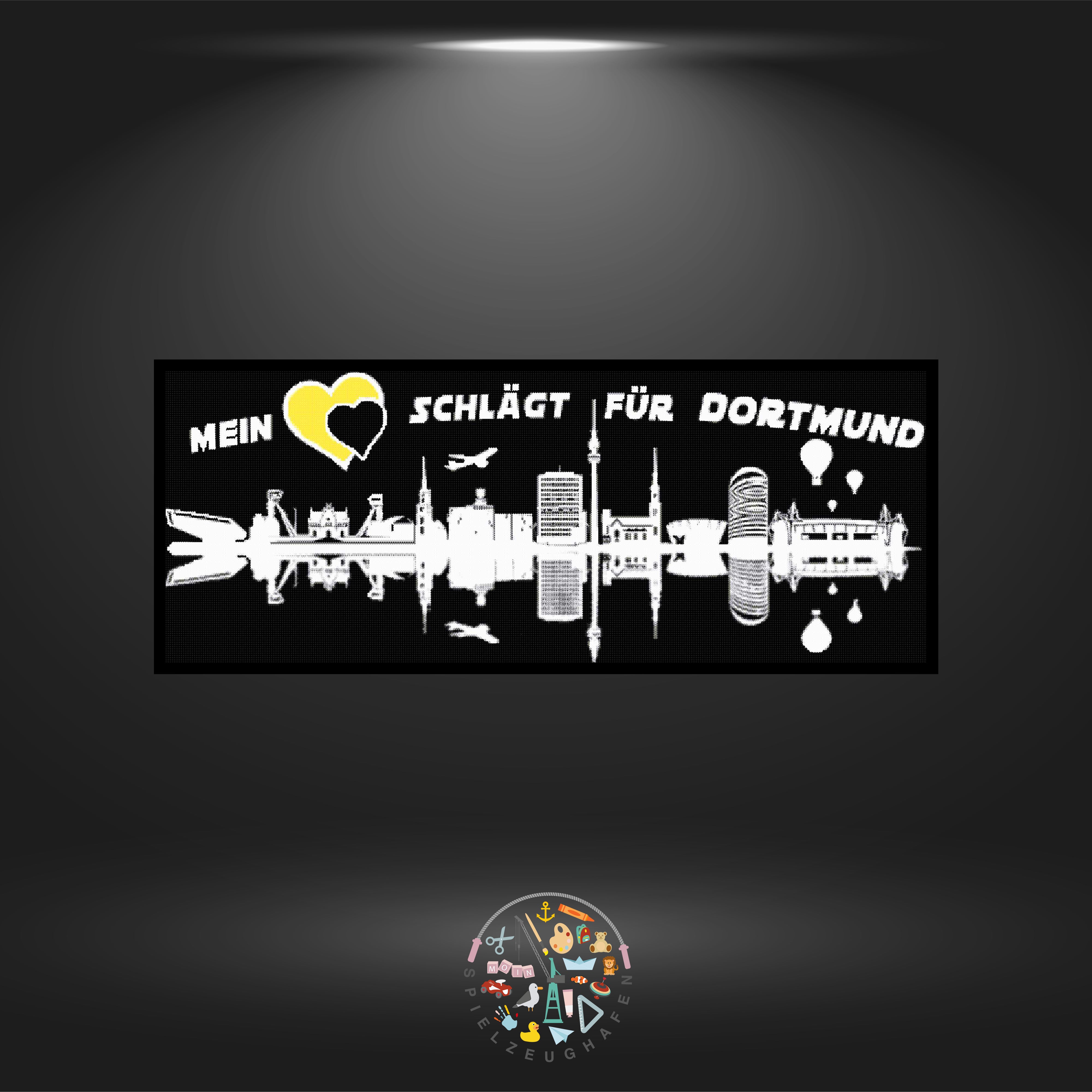 Skyline Dortmund schwarz+weiß- Strass rund