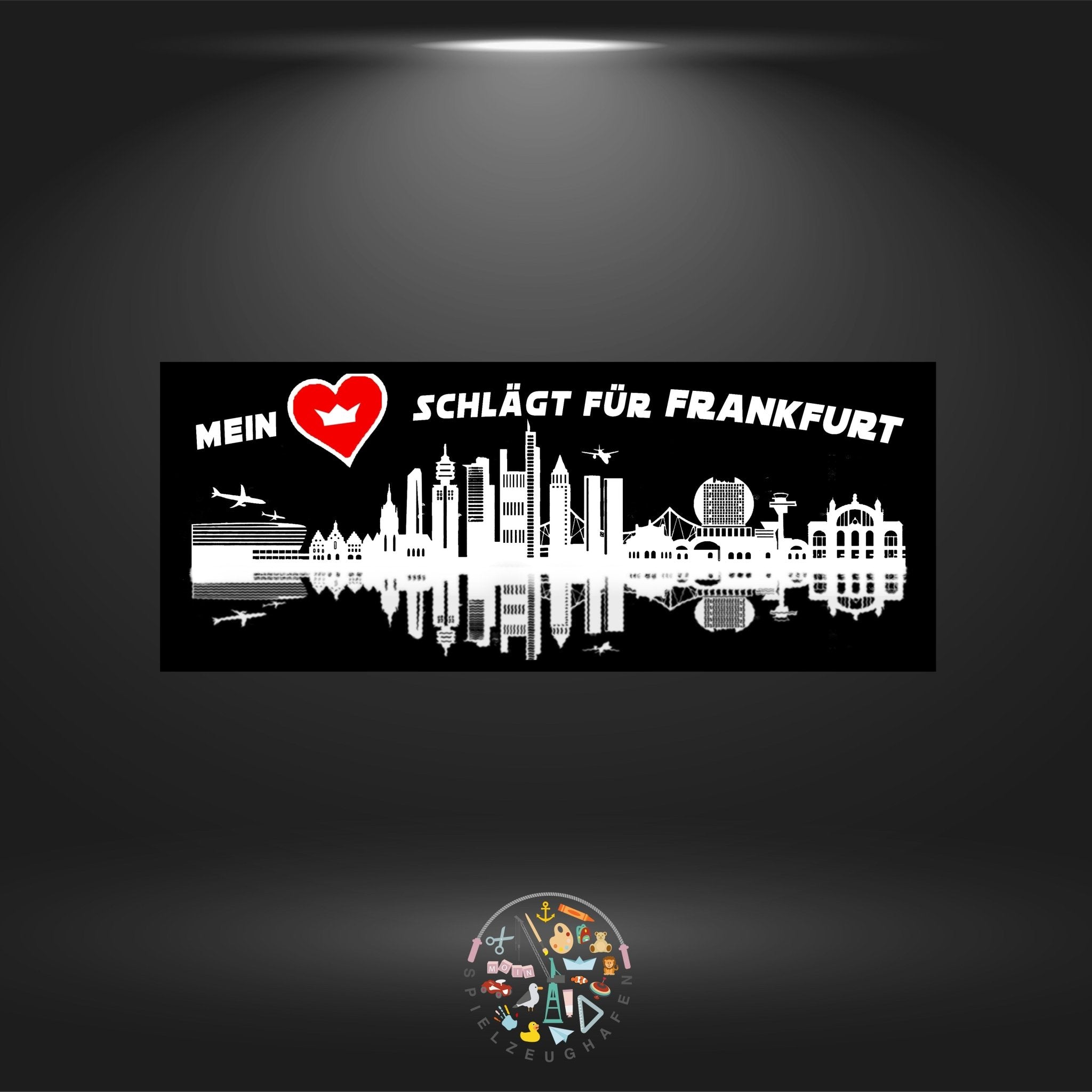 Skyline Frankfurt schwarz+weiß - Strass rund von Spielzeughafen