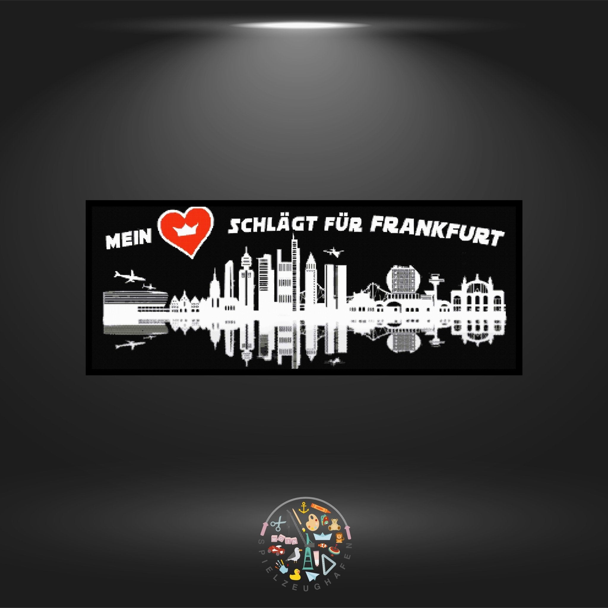 Skyline Frankfurt schwarz+weiß - Strass rund von Spielzeughafen