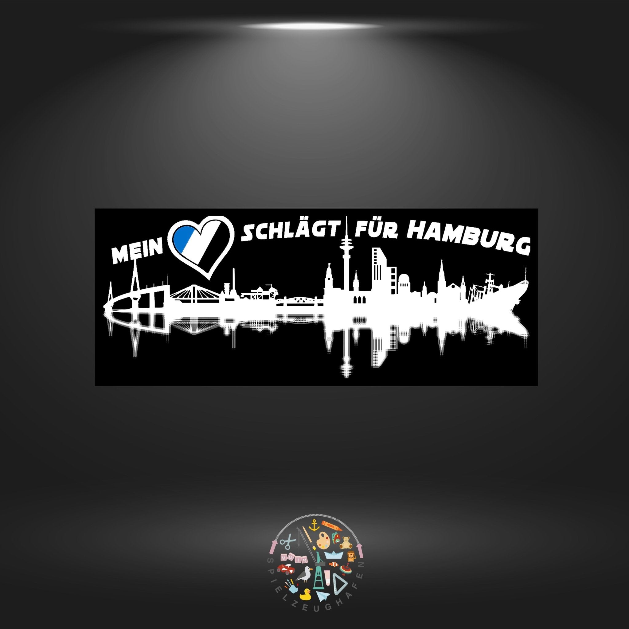Skyline Hamburg Schwarz - Weiß - Strass rund von Spielzeughafen
