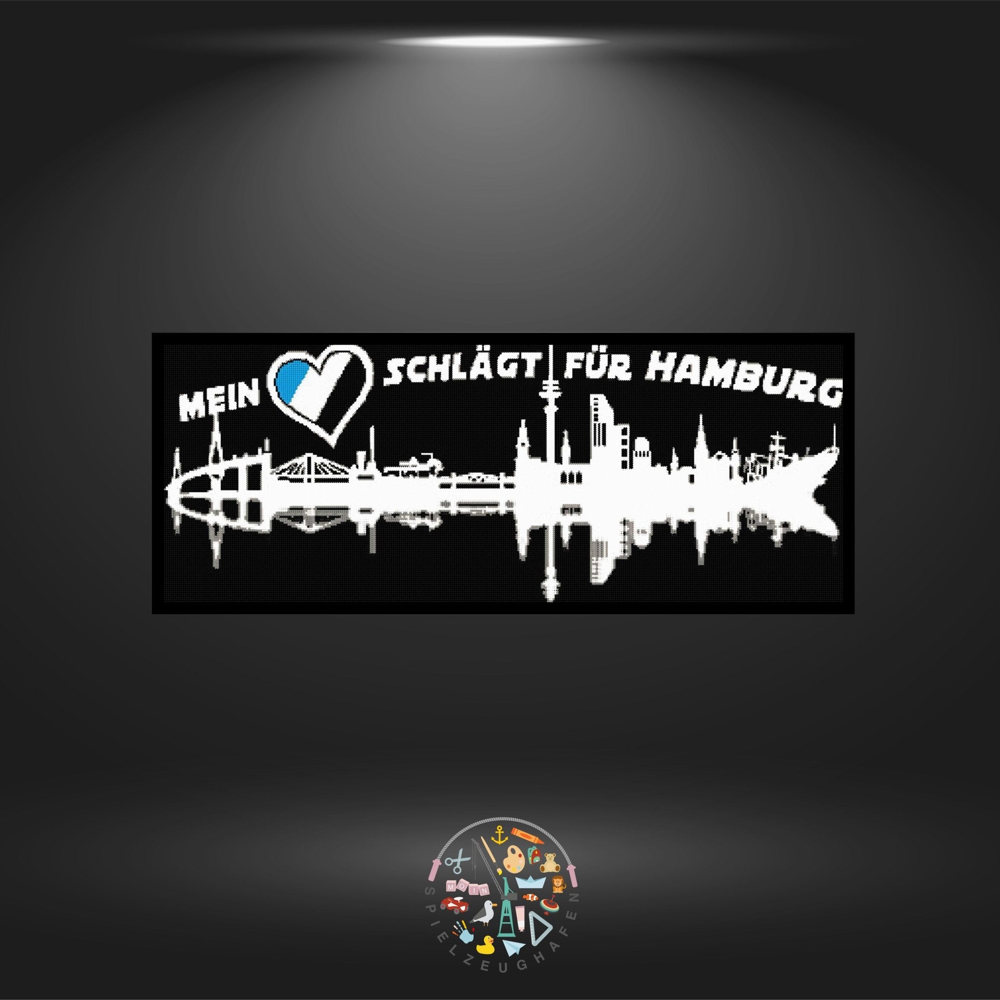 Skyline Hamburg Schwarz - Weiß - Strass rund von Spielzeughafen