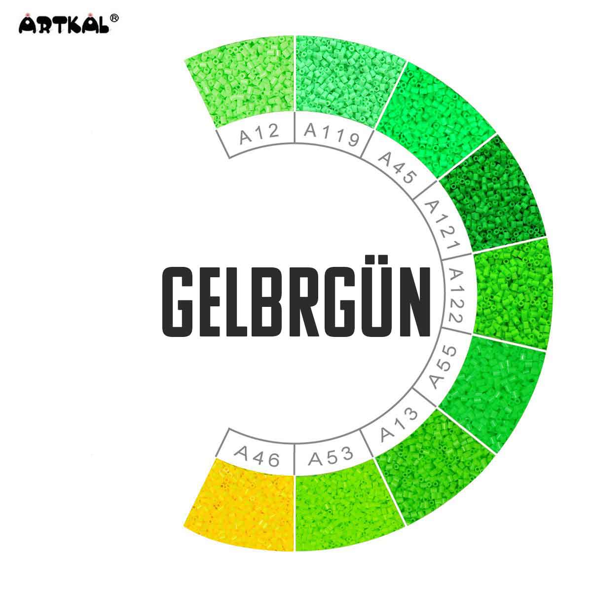 2000 Artkal MINI A 2,6mm Gelb - Grüntöne (soft) von Spielzeughafen