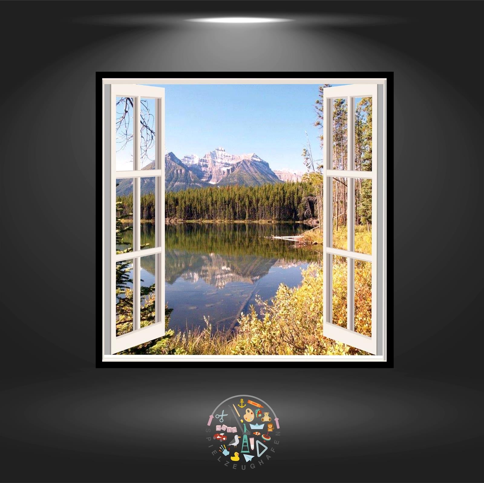 Fenster Mountain lake - Quadratisch von Spielzeughafen