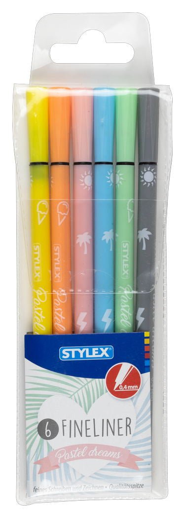 Fineliner pastell, 6 Stück, im Etui von Spielzeughafen