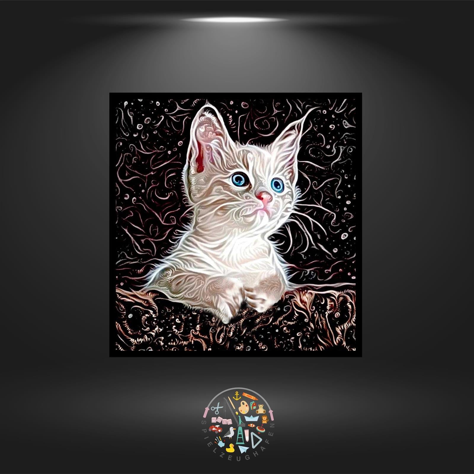 'Katze Snowball' Nachtleuchtend - Quadratisch von Spielzeughafen