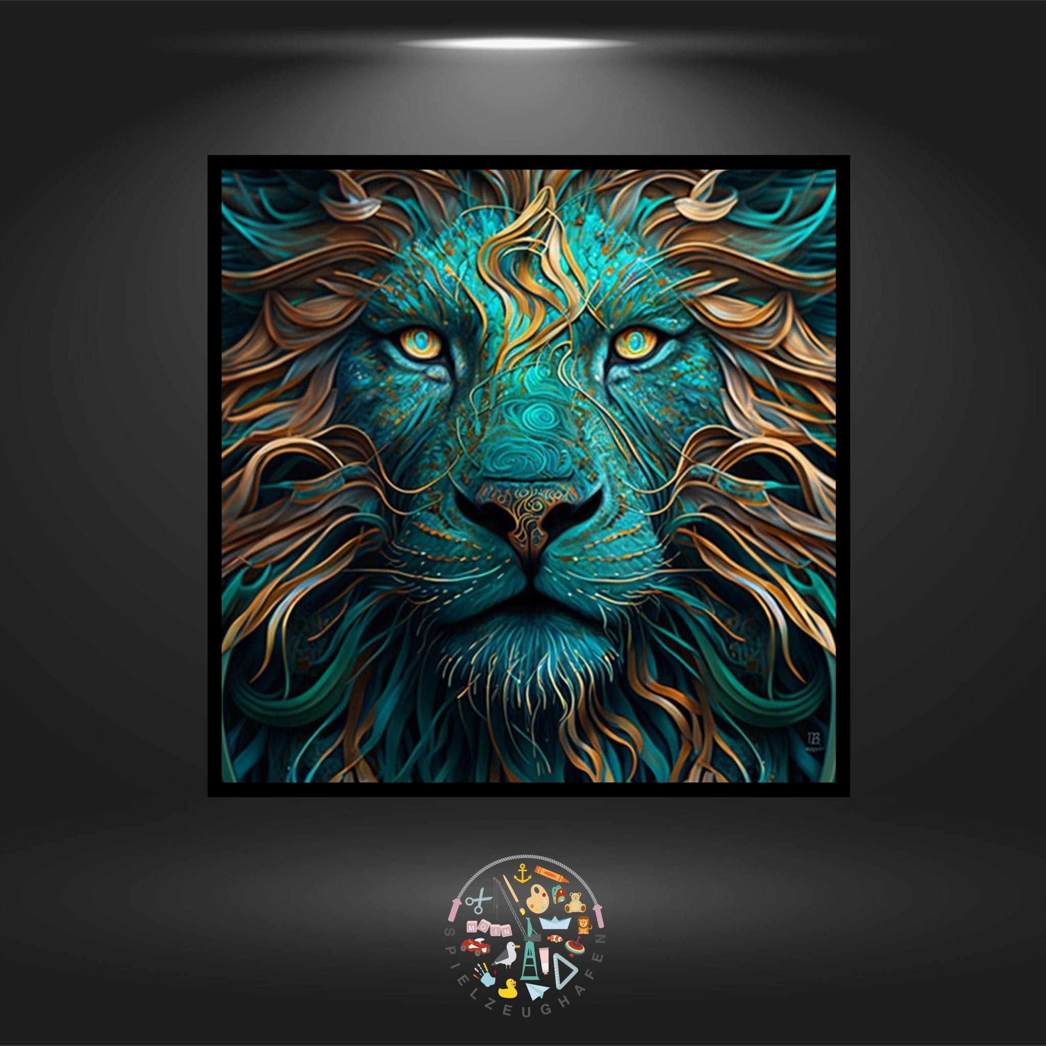 Löwe Blue - Quadratisch (eckig) 60x60 cm von Spielzeughafen