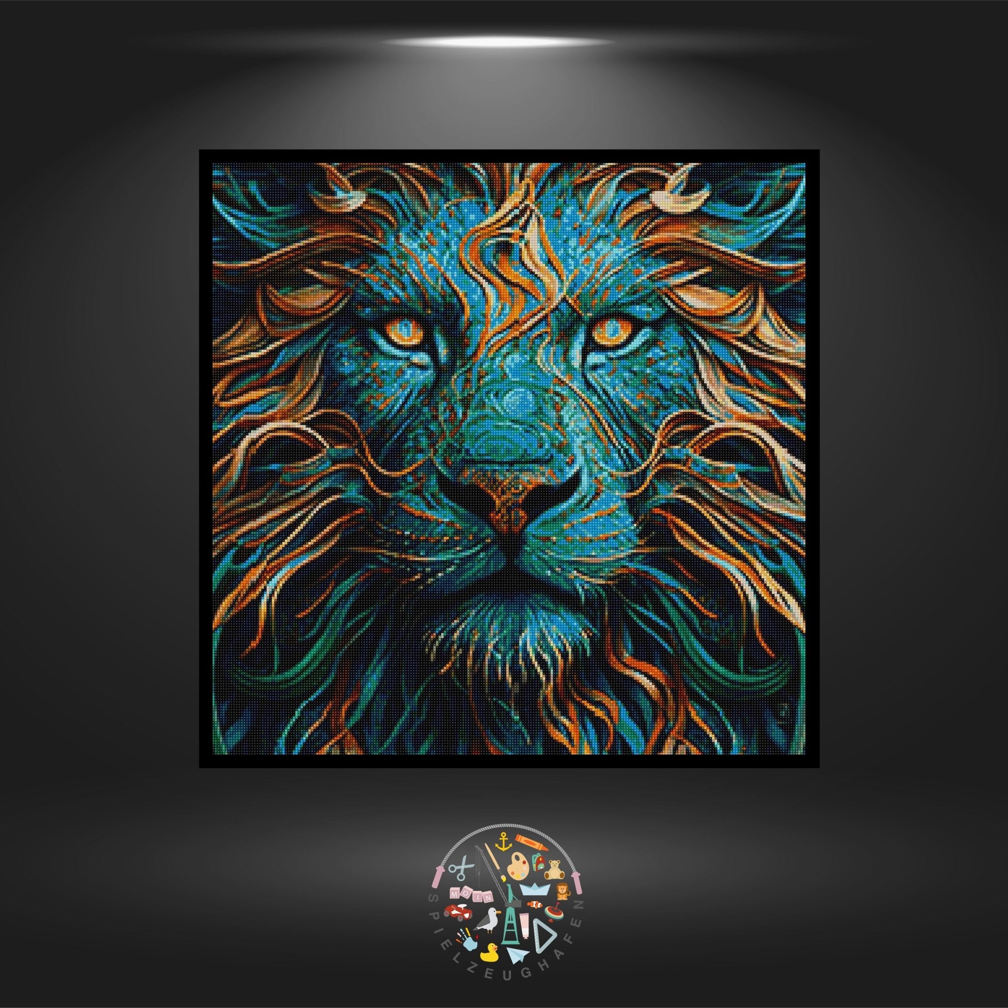 Löwe Blue - Quadratisch (eckig) 60x60 cm von Spielzeughafen