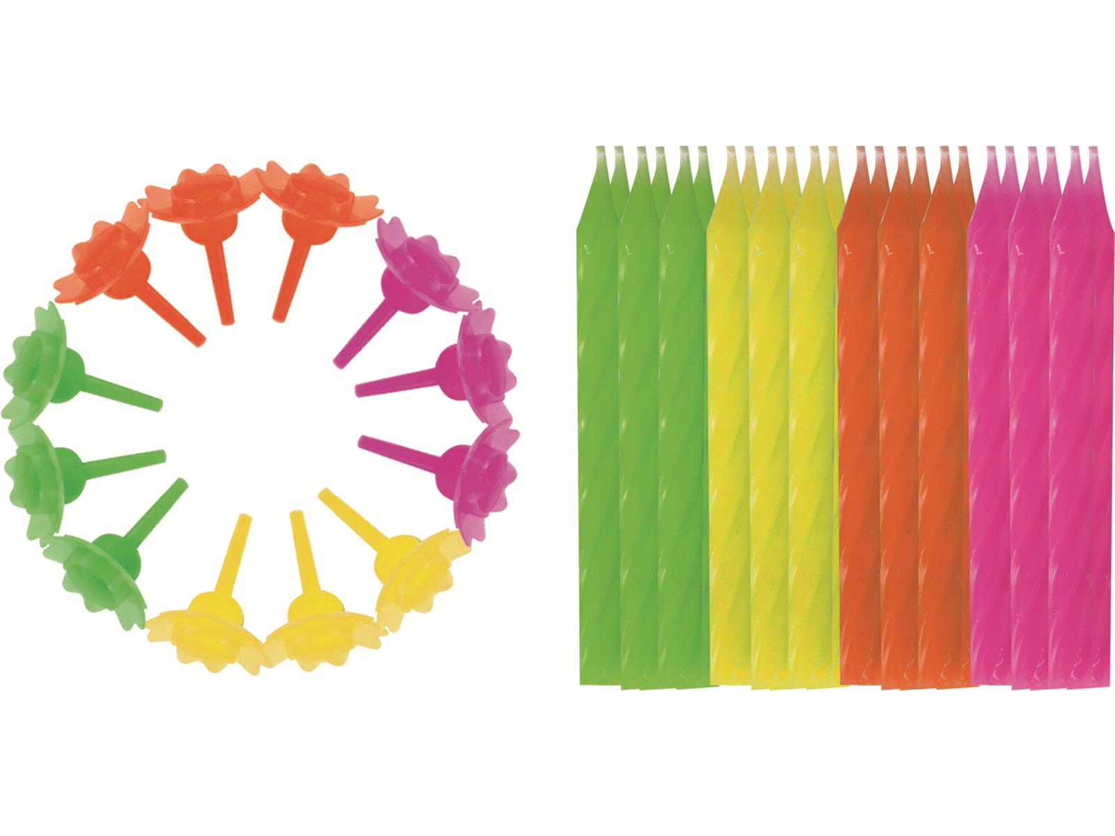 STYLEX 24 Geburtstagskerzen inkl. 12 Kerzenhalter von Spielzeughafen