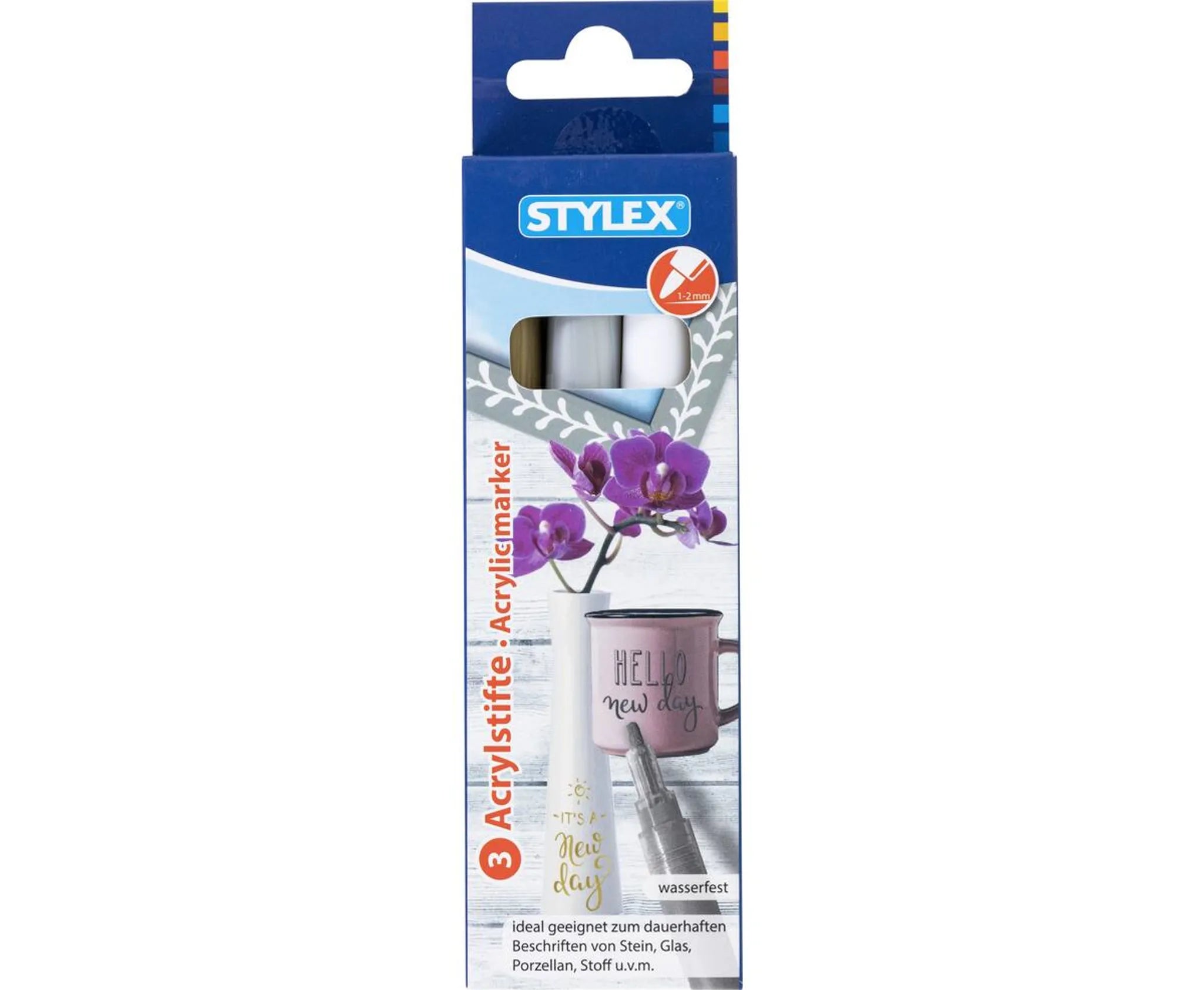 Stylex 32816 Acrylstifte 3 Stück - weiß, gold - und silberfarben von Spielzeughafen