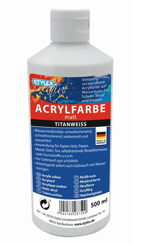 STYLEX Acrylfarbe 500 ml, Titanweiß von Spielzeughafen