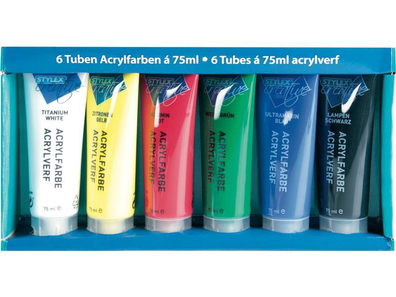 STYLEX Acrylfarbe, 6 Tuben à 75 ml von Spielzeughafen