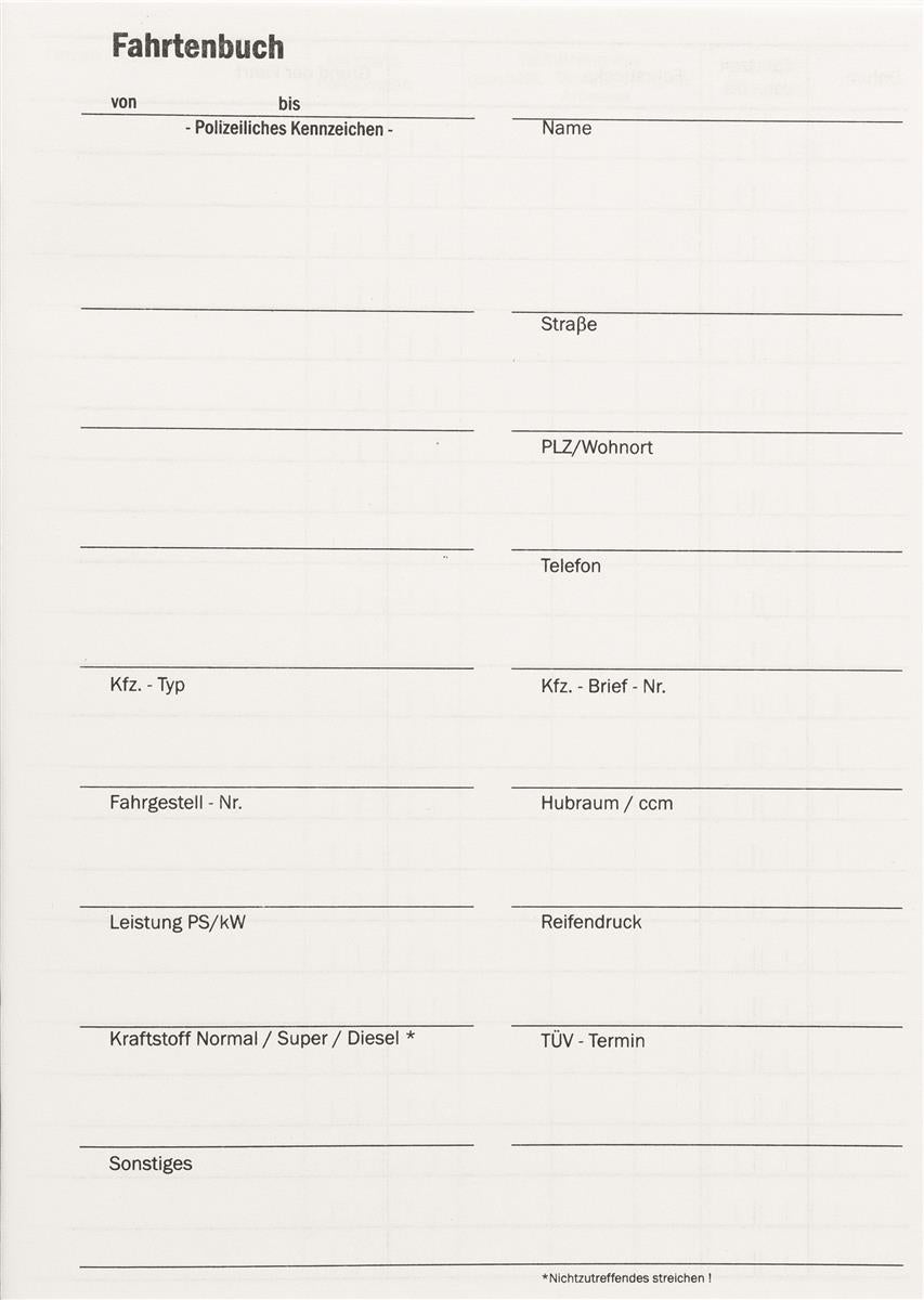 STYLEX Fahrtenbuch DIN A5 40 Blatt von Spielzeughafen