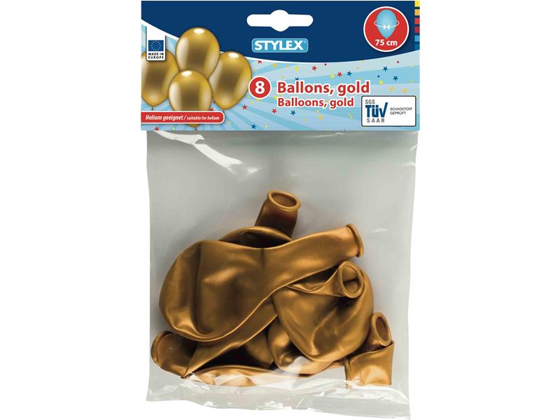 STYLEX Luftballons, Gold, 8er Beutel von Spielzeughafen