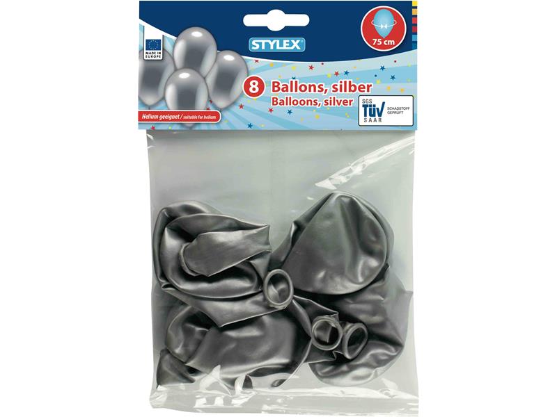 STYLEX Luftballons, Silber, 8er Beutel von Spielzeughafen