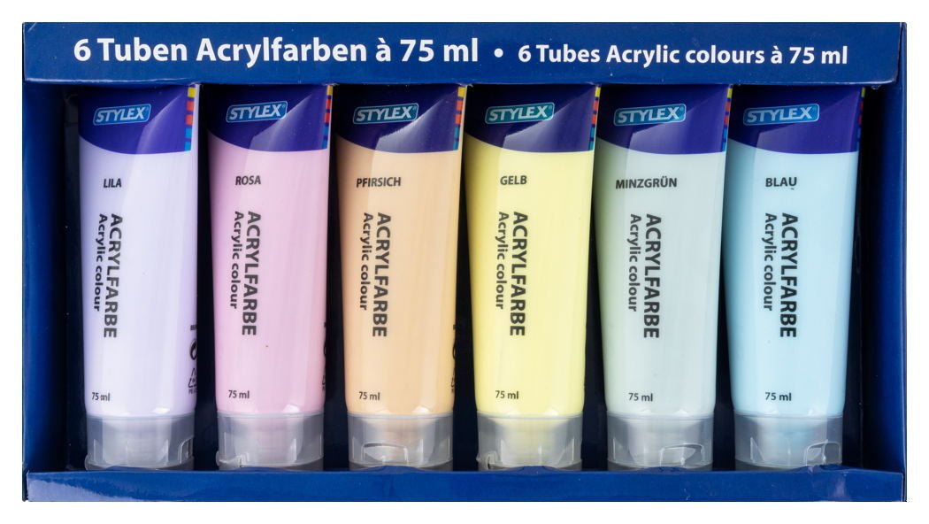 STYLEX Pastell Acrylfarbe, 6 Tuben à 75 ml von Spielzeughafen