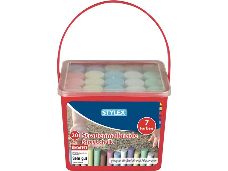 STYLEX Straßenkreide, 20 Stangen im eckigen Eimer von Spielzeughafen