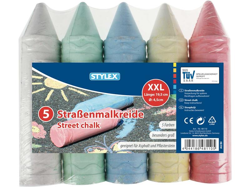 STYLEX Straßenkreide XXL, 5 Stangen von Spielzeughafen