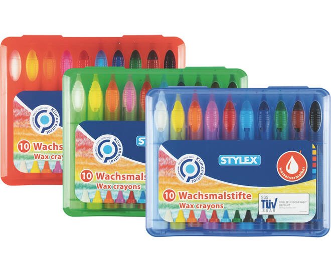 STYLEX Wachsmalstifte, wasservermalbar, 10 Stück von Spielzeughafen