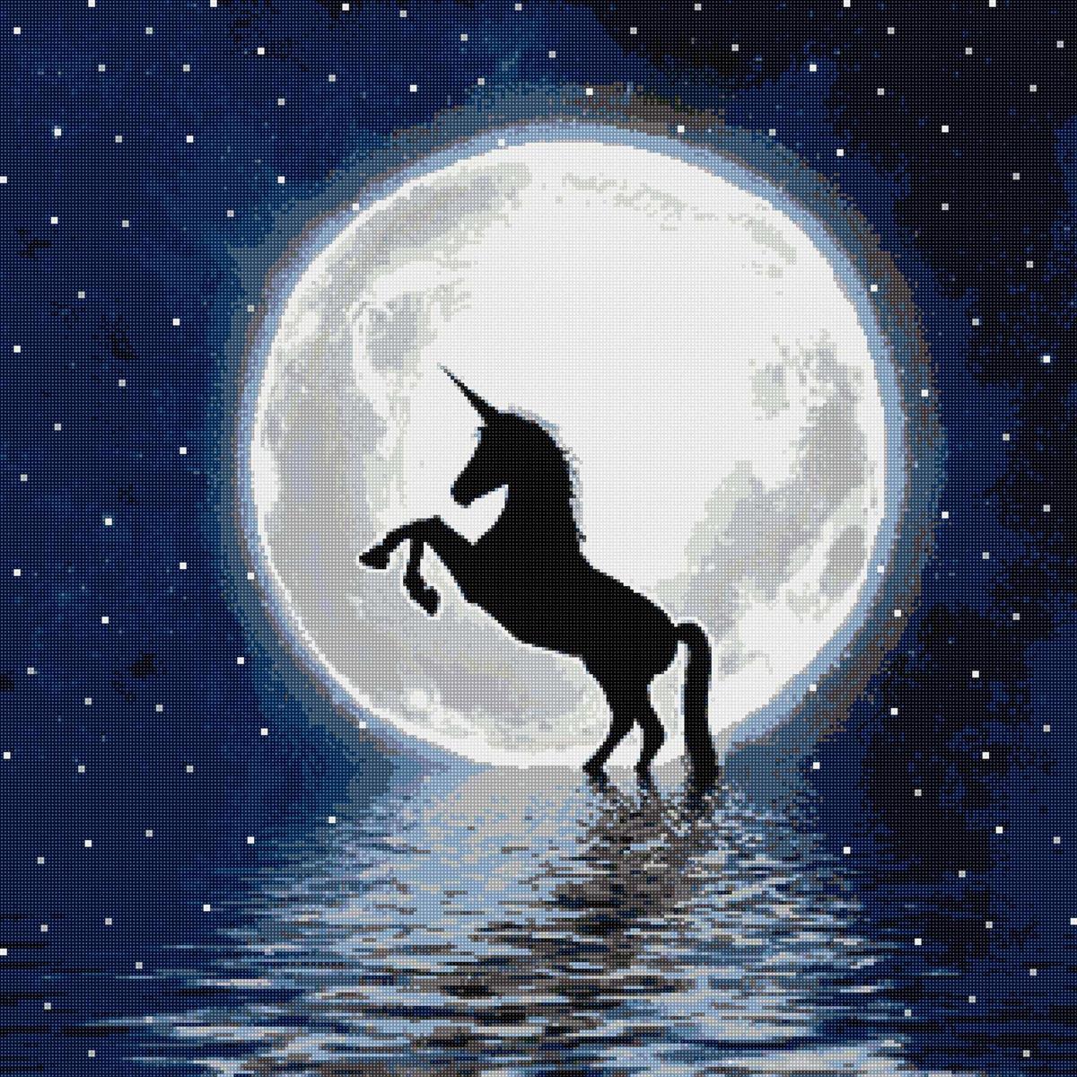 Unicorn and moon - Quadratisch + nachtleuchtend / night glow von Spielzeughafen