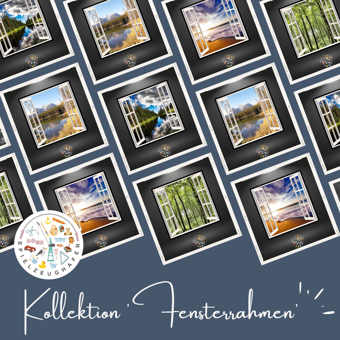 Diamond Painting Fensterrahmen - Panoramablick Bilder mit eckigen Steinen - Spielzeughafen