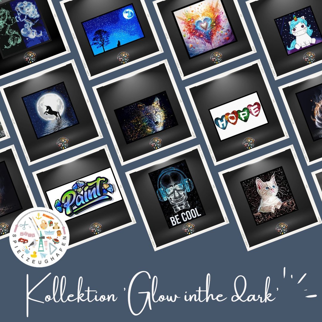 Diamond Painting Glow in the Dark- Bilder mit eckigen Steinen die in der Nacht leuchten. - Spielzeughafen