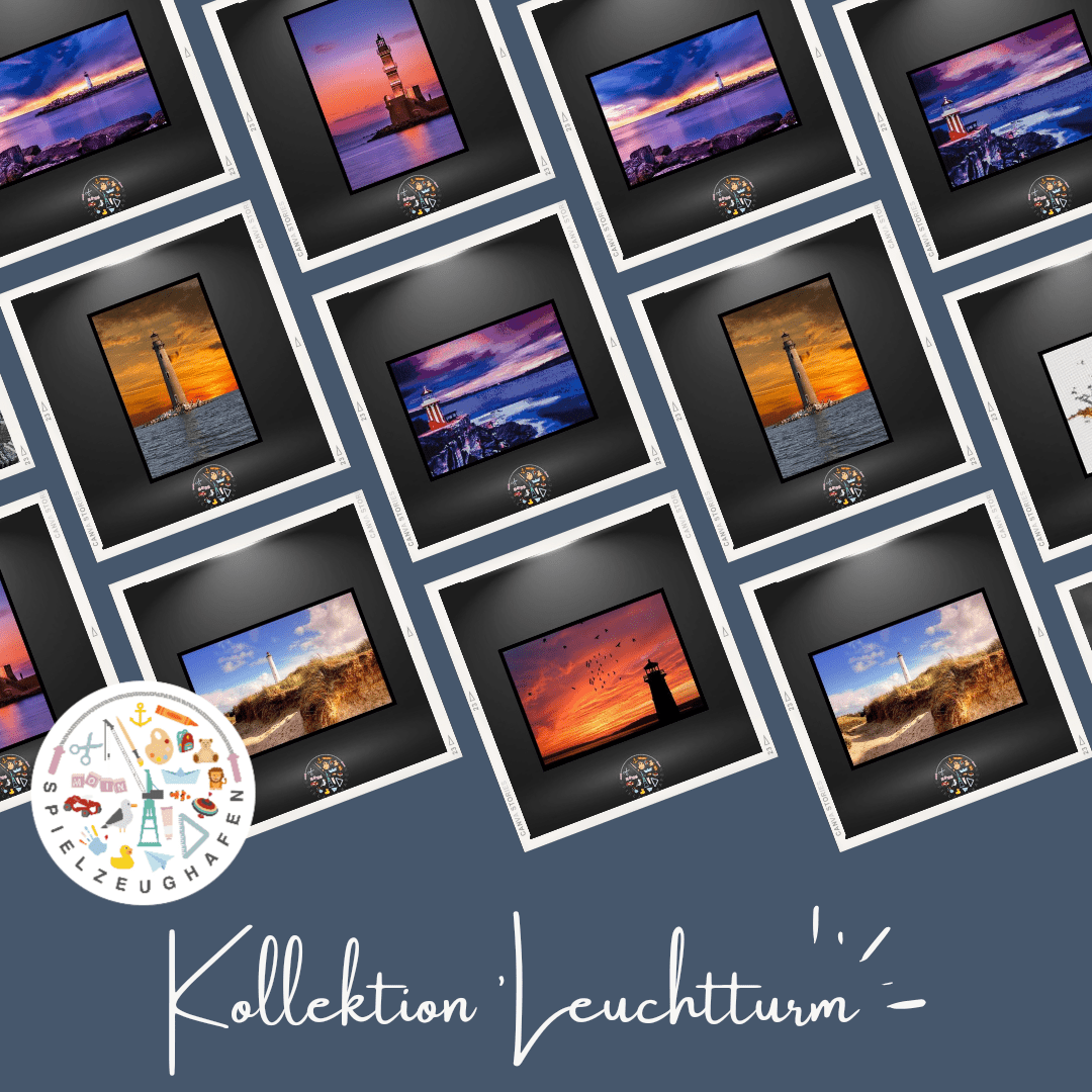 Kollektion 'Leuchtturm'- Motive aus eckigen steinen - Spielzeughafen