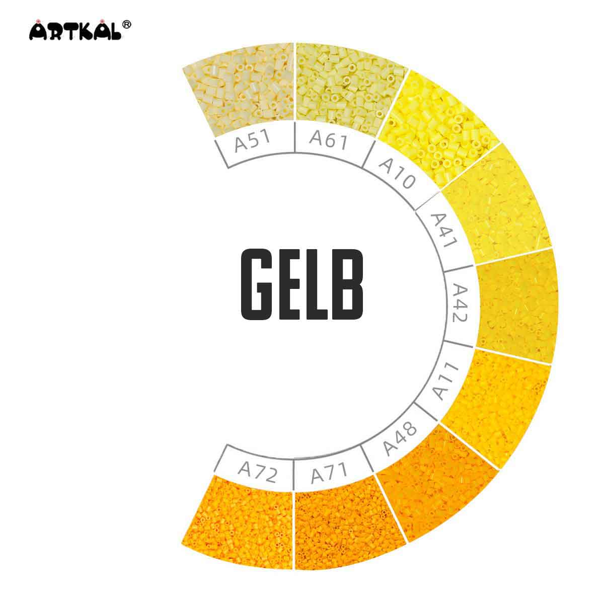 2000 Artkal MINI C 2,6 mm Gelbtöne (hart) von Spielzeughafen