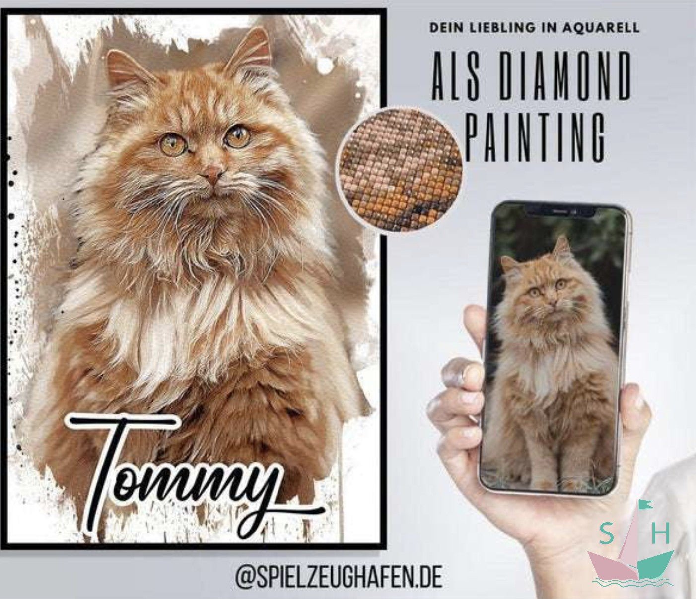 Dein Liebling - als Aquarell Diamond Painting (eckige Steine) von Spielzeughafen