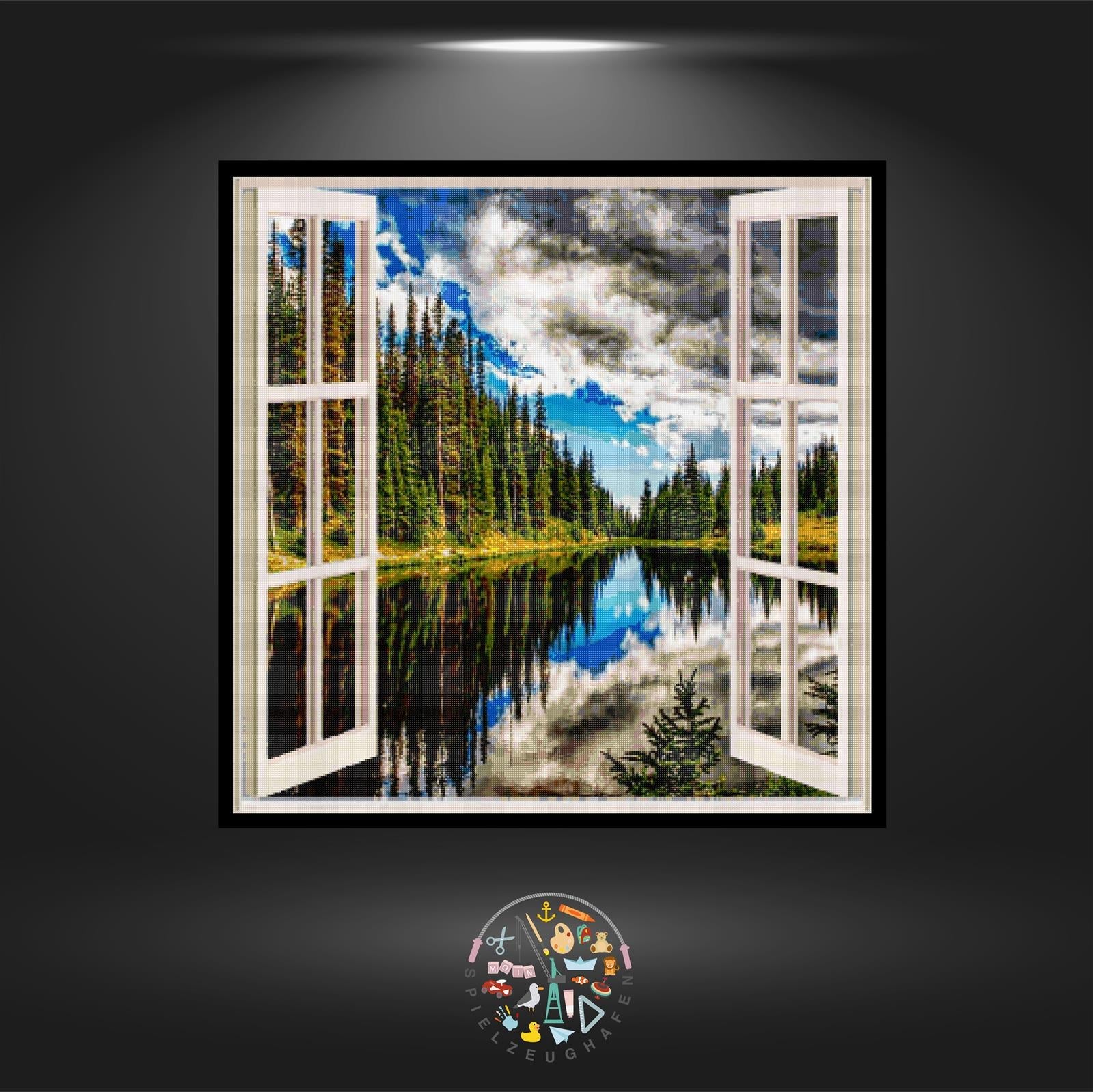 Fenster Mountain stream - Quadratisch von Spielzeughafen