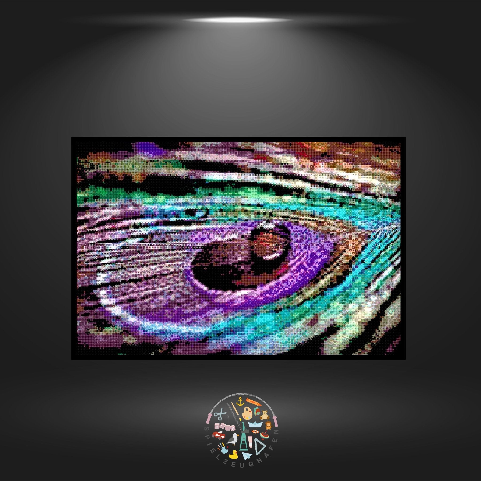 'Peacock feather' - Strass / Rhinestone Schwarz - / Weiß - Druck von Spielzeughafen