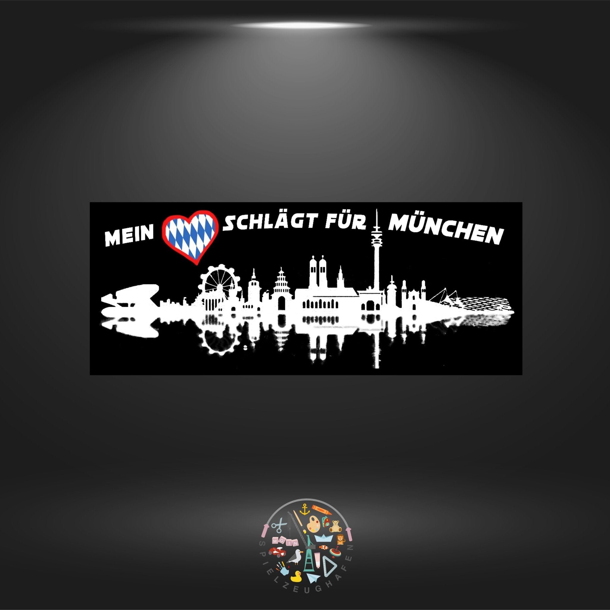 Skyline München schwarz+weiß - Strass rund von Spielzeughafen