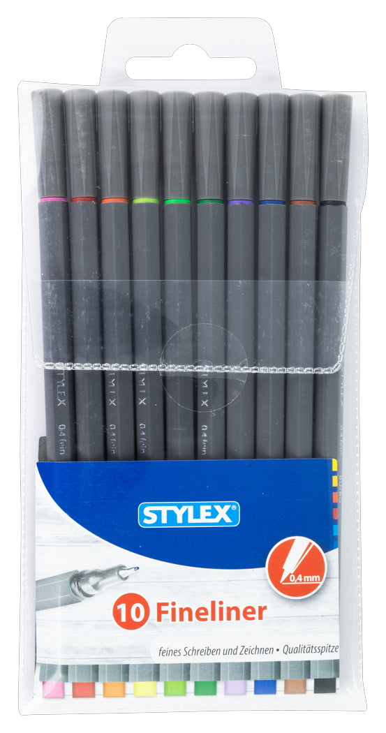 STYLEX Fineliner, 10 Stück, sortiert im Etui