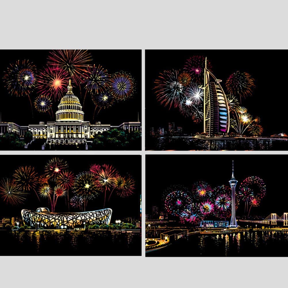 4er Scratch Painting Feuerwerk von Spielzeughafen