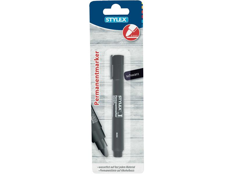 STYLEX Permanentmarker, Schwarz Wasserfest