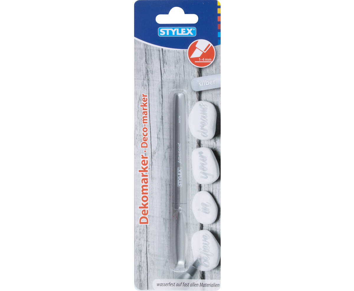 STYLEX Permanentmarker, Silber, Wasserfest