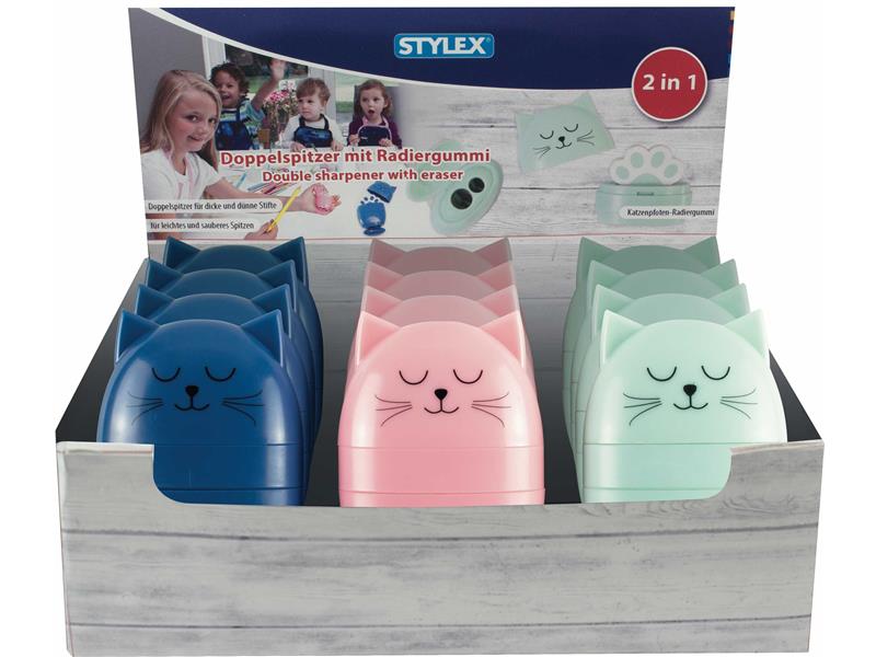 STYLEX Doppelspitzer mit Radiergummi, Katze