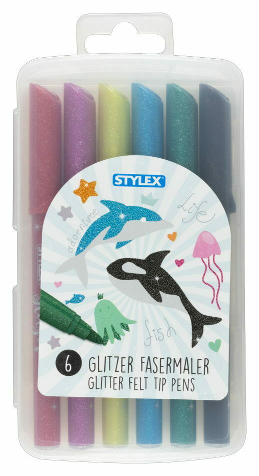 STYLEX Glitzer Fasermaler, 6 Stück