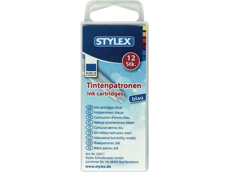 STYLEX Tintenpatronen, blau, 12er Kunststoffschachtel