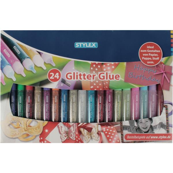 STYLEX Glitter Glue 3D, 24 Tuben