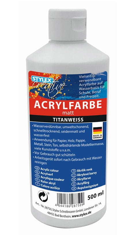 STYLEX Acrylfarbe 500 ml, Titanweiß