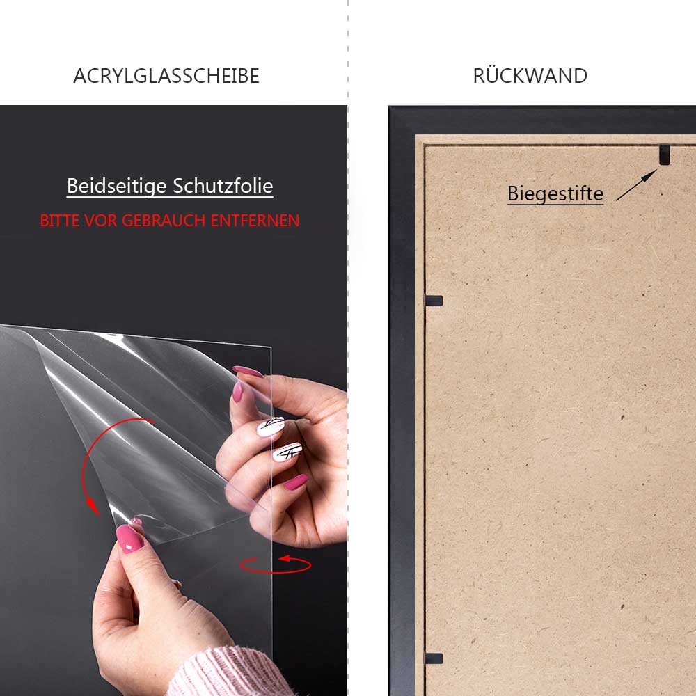 Bilderrahmen 'Monza' Schwarz (Hochglanz) mit Acrylglas von Spielzeughafen