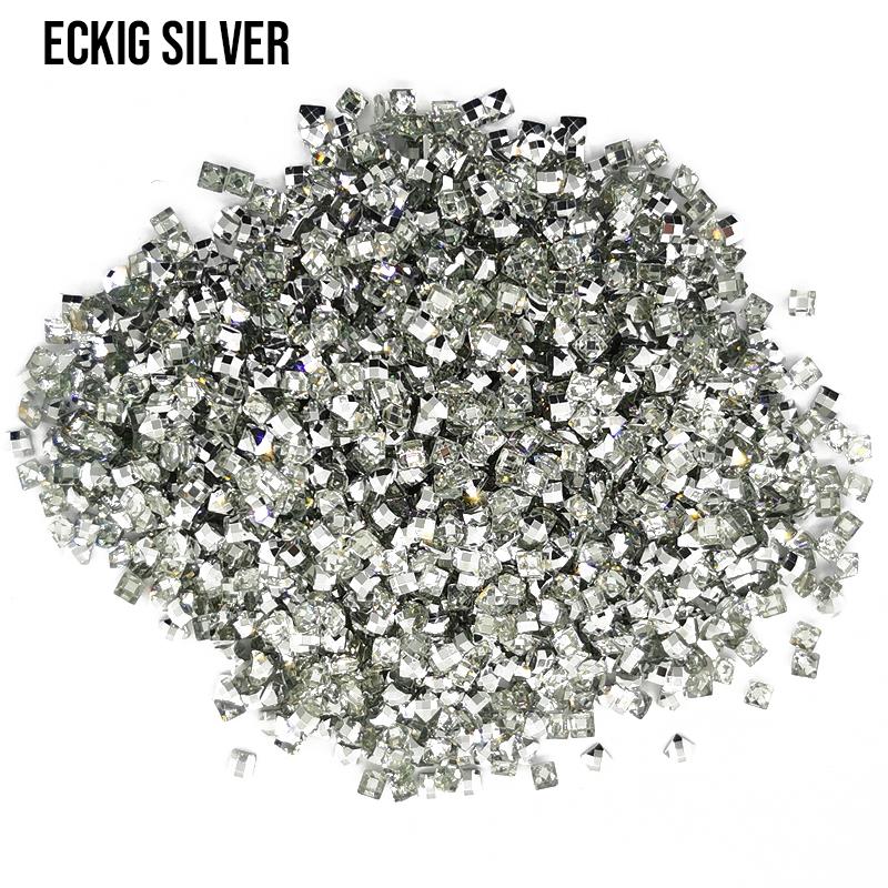 Silber eckig Strass