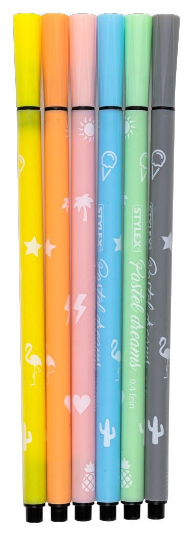 Fineliner pastell, 6 Stück, im Etui von Spielzeughafen