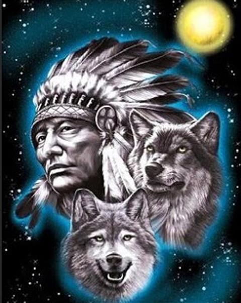 Indianer mit Wölfen - Bügelperlen von Spielzeughafen