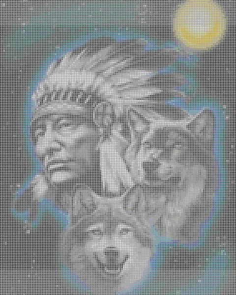 Indianer mit Wölfen - Bügelperlen von Spielzeughafen