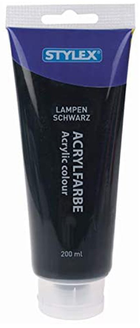 STYLEX Acrylfarbe 200 ml, Lampenschwarz von Spielzeughafen
