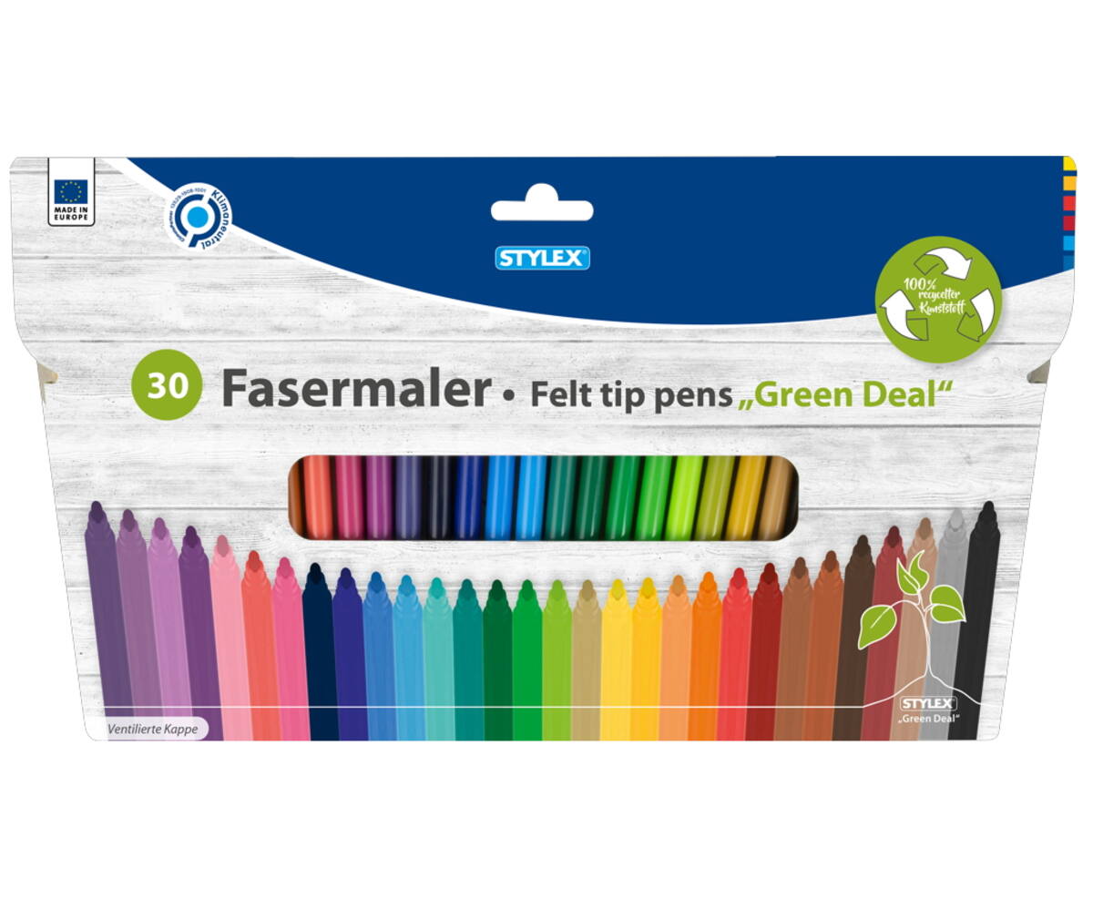 STYLEX Fasermalstifte, 30 Stück, recycelt von Spielzeughafen